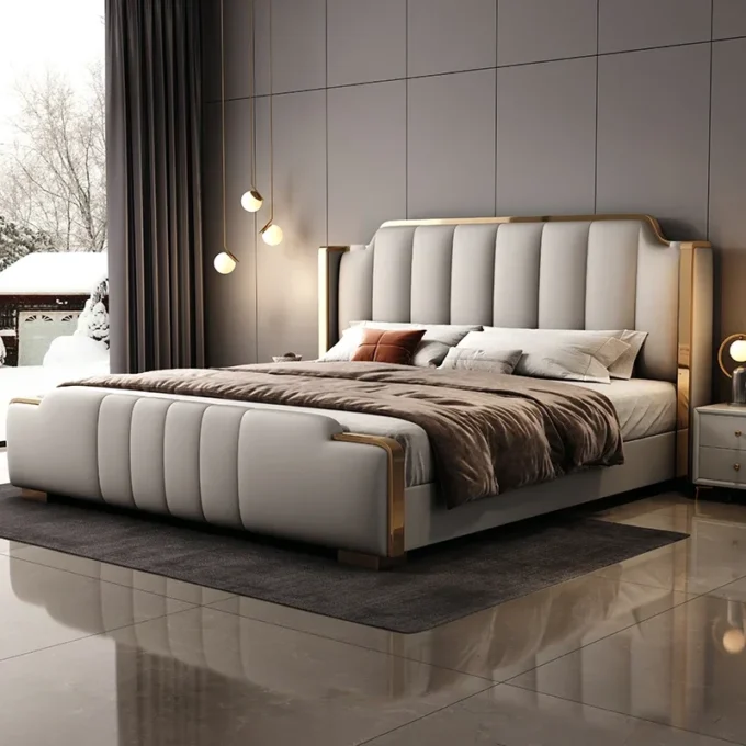 Italian Luxury Leather Simple Storage Bed 1