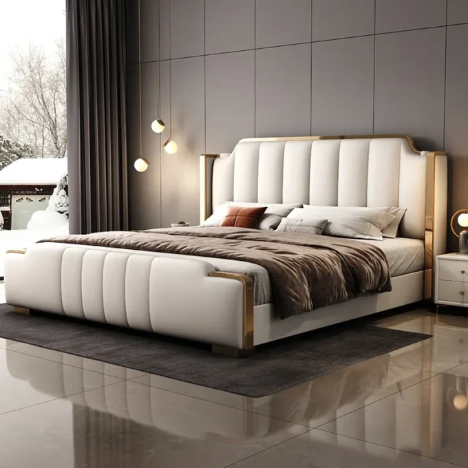 Italian Luxury Leather Simple Storage Bed 4