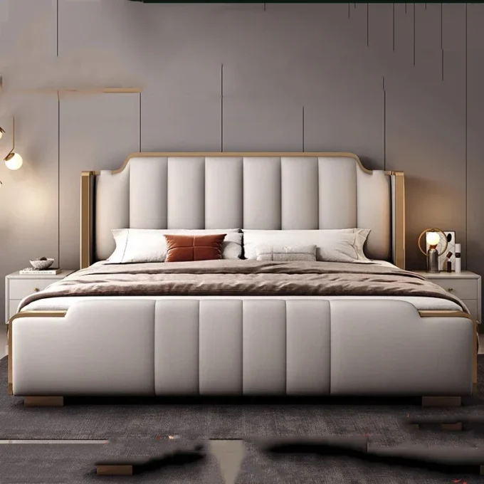Italian Luxury Leather Simple Storage Bed 5