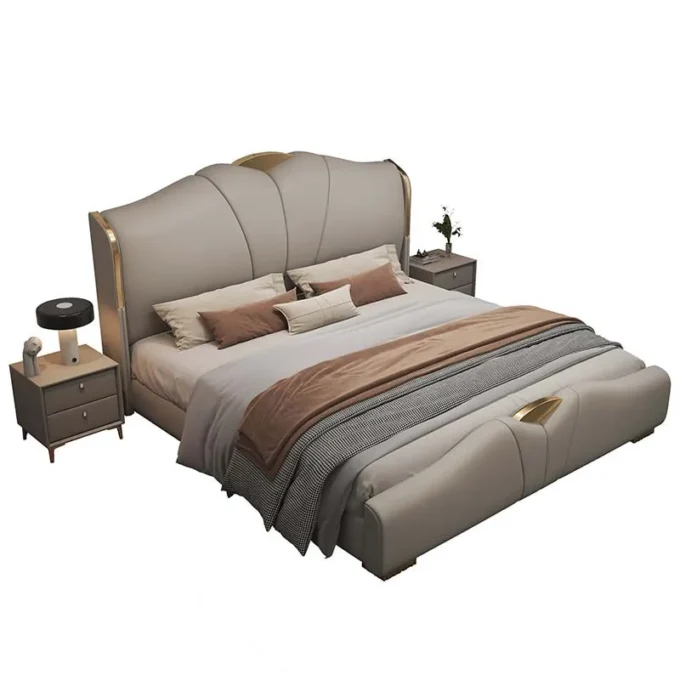 Luxury Italian Double Leather Bed 1