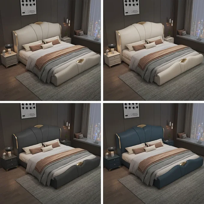 Luxury Italian Double Leather Bed 3